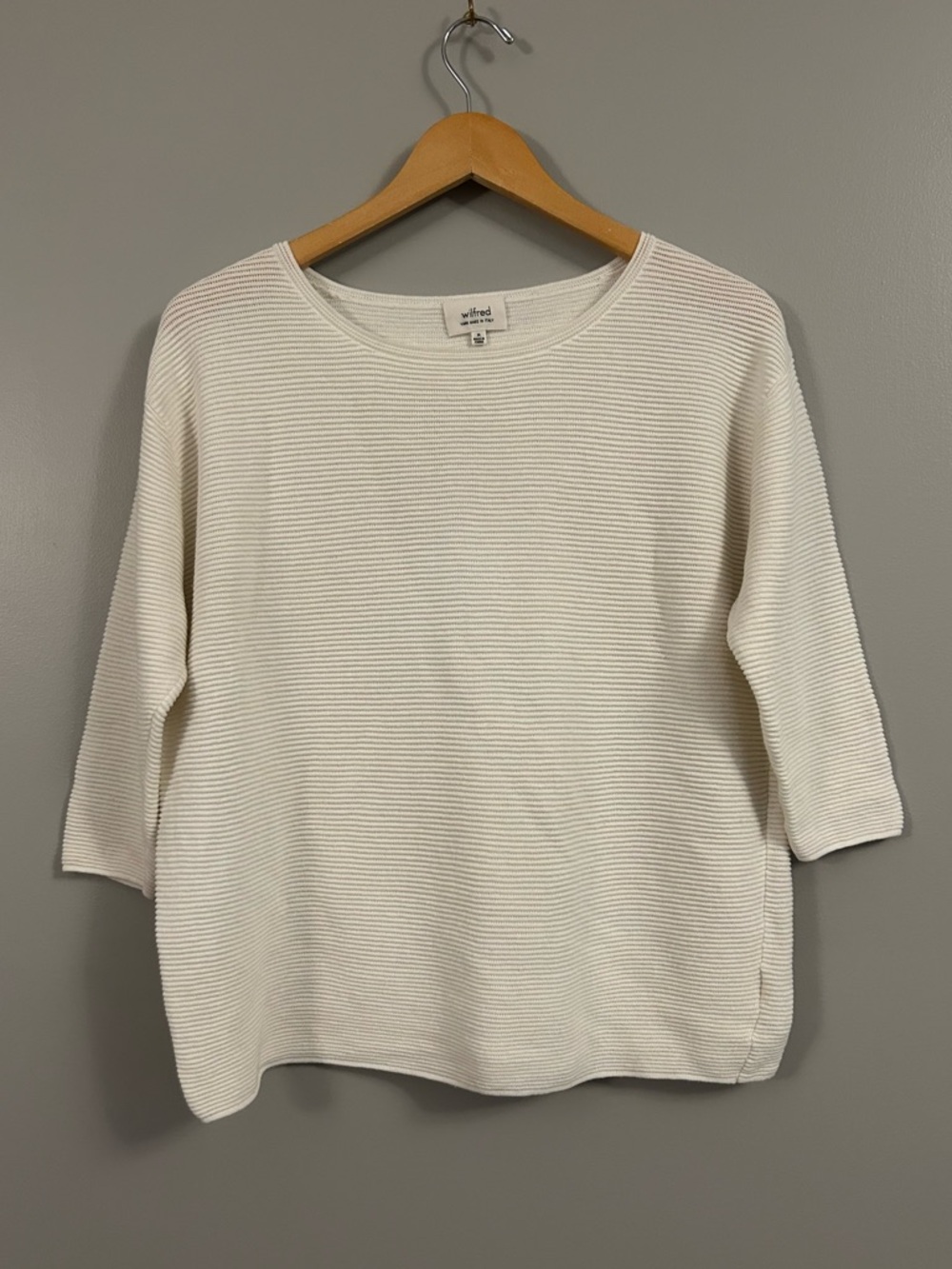 Aritzia Wilfred White Ribbed Knit Top Medium